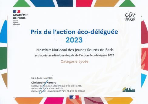 Prix de l'Action éco-déléguée 2022-2023